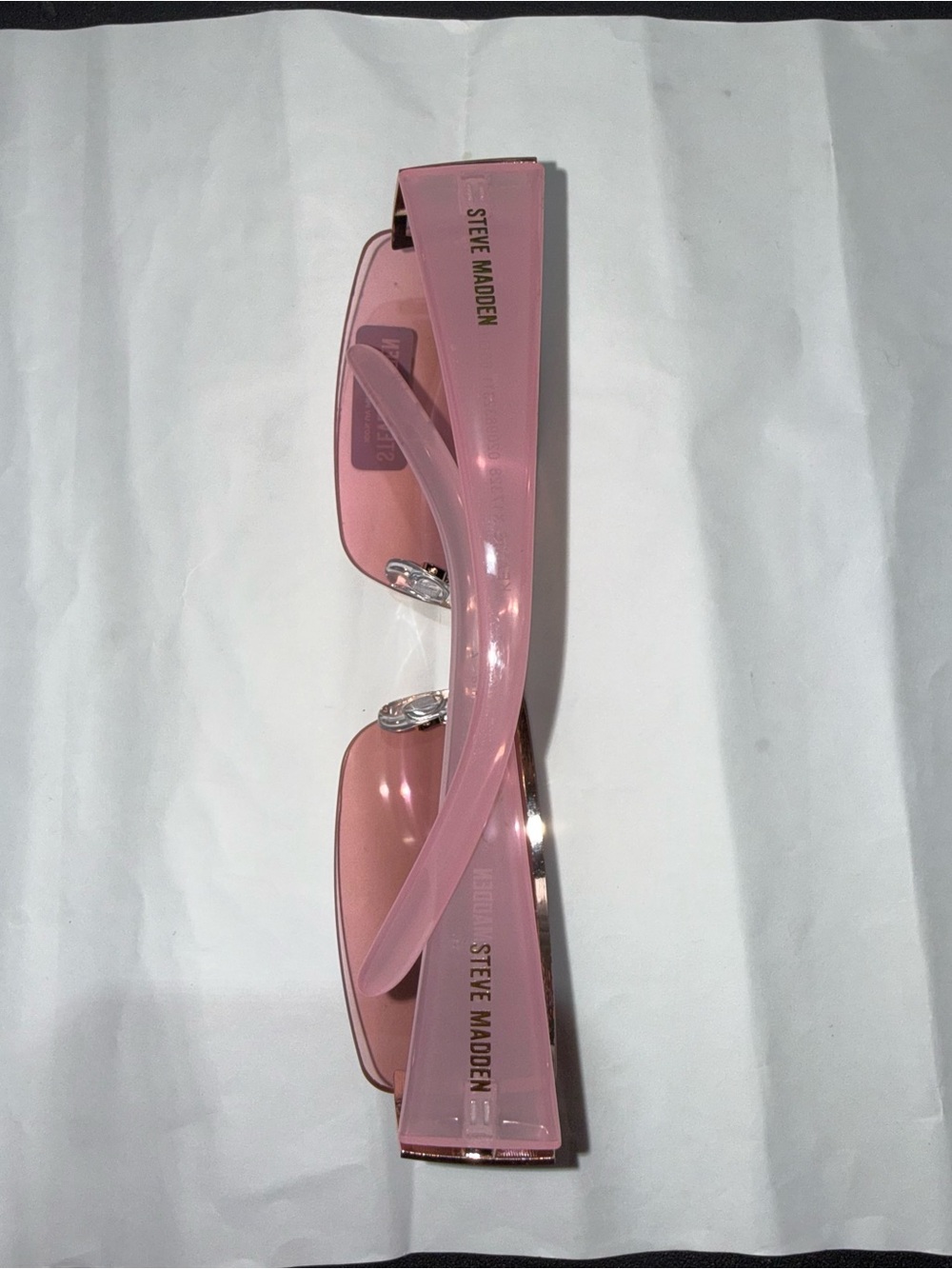NWT Steve Madden KEANIE Pink Rimless Shield Sunglasses Y2K Wraparound X17328 - Picture 7 of 8
